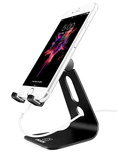 Cell Phone Stand, Hootech Adjustable Cell Phone Stand, Cradle, Dock, Holder Compatible with iPhone Xs Max XR 6 6s 7 8 X Plus 5 5s 5c Charging, Accessories Desk, Android Smartphone - Black - Thumbnail 7