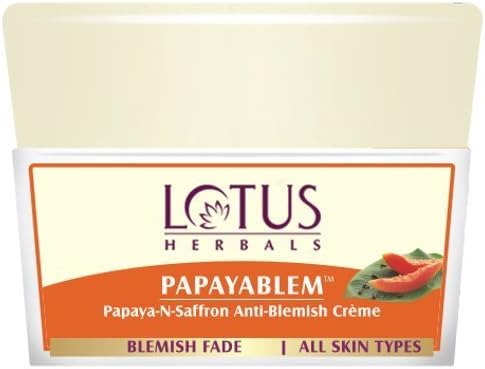 Glamorous Hub - Lotus Herbals Papayablem Papaya-n-Saffron Anti Blemish Cream, 50g