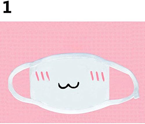 beiguoxia Face Mouth Mask, Lovely Anime Kawaii Mouth-muffle Smile Grin Kaomoji Anti-dust Cotton Face Mask - #1 W-shape Mouth