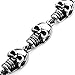 INBLUE Men's Stainless Steel Bracelet Link Wrist Silver Tone Black Skull