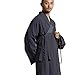 KATUO Gray Men's Long Gown Traditional Buddhist Meditation Robe S-3XL (XL)