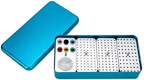 High Low Speed Disinfection Boxed Set Four Cores Autoclavable Storage Burs Sterilizer Tray Drill (Blue)