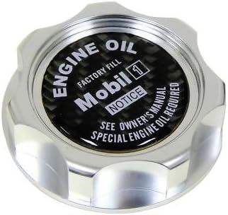 ERPART SILVER OIL Filler CAP in Billet Aluminum with Mobil 1 Carbon Fiber EMBLEM Compatible for Honda Acura