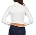 Sakkas 687121 Matte Liquid Mock Neck Turtleneck Long Sleeve Crop Top - Made in USA - Off-White - L