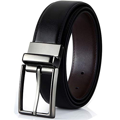 Mens Leather Belts,Reversible Black Dress Belts For Men,With Rotated Buckle Gift Box (43Zoll(Taille 30-35), black/brown)