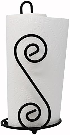 LilGift Scroll Accent Kitchen Paper Towel Roll Holder, (Black)