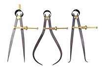 3 Piece Set Toolmaker's &ldquo;Yankee&rdquo; Rapid Adjust Quick Spring Nut Dividers, Inside ID & Outside OD Calipers, 0-6.5&rdquo; / 165 mm Range, Brass Fulcrum and Fine Adjustment Mechanism, Flat Leg, C7-6, C8-6, C9-6