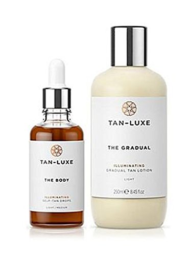 Tan-Luxe The BODY Anti-Age Rejuvenating Self-Tan Serum Drops + Self Tanning Lotion Medium/Dark