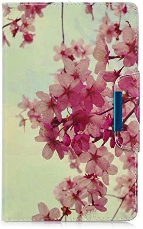 YKTO Amazon Kindle Fire HD 8 2016/2017 Case Fully Protective Matt Bookstyle Cover Magnetic Flip Stand Tab Case Colorful Painting PU Leather Wallet Shell Scratchproof Shockproof Peach Blossom
