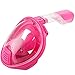 SeeWorld 180° Panoramic Full Face Snorkel Mask -Larger Viewing Area Free Breath Technology with Anti-fog and Anti-leak Snorkeling Design(Kids Pink, XS For 5-10 years kids)