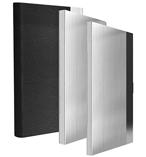 3 Pack Business Name Card Holder Professional Business Card Case, Leather Pocket Card Holder Wallet, Slim Metal Name Card Case for Men, Women