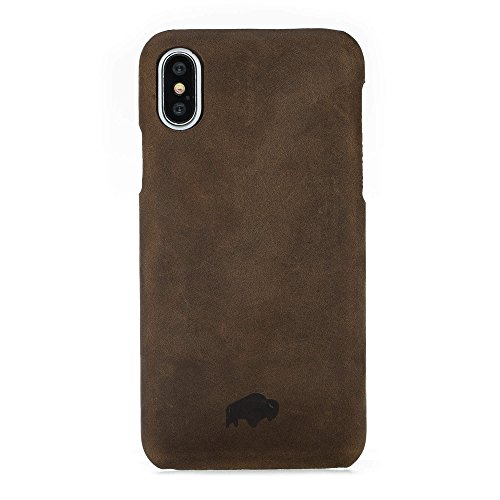 Burkley Genuine Leather Snap-on Case for Apple iPhone X | Slim & Lightweight Back Cover | Antique Coffee