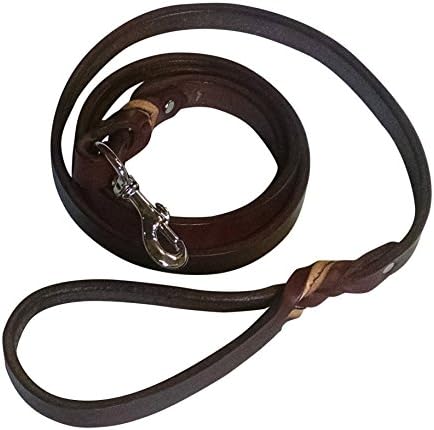Dog Leash Premium Leather Lead for Training Walking Large, Medium Dogs. Individually Hand Crafted (6'-3/4" Crome brass snap, Mahogany)
