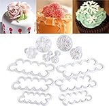 OUNONA Fondant Molds | 12 Pieces Assorted Fondant Cake Cutters | Cake Mold Decorating Tools | Rose Carnation Snow Flower DIY Cake Decoration