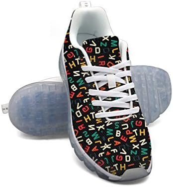 ETNVBMG Us Map Paper Alphabet Pattern Paper Source Air Cushion New Shoes Of Women Outdoor White