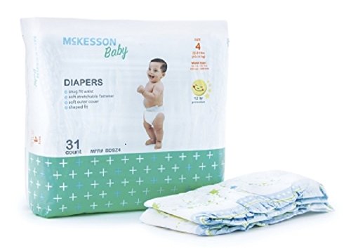 McKesson BDSZ4 Baby Diaper, 15.7"-23.5" Waist Size, 4