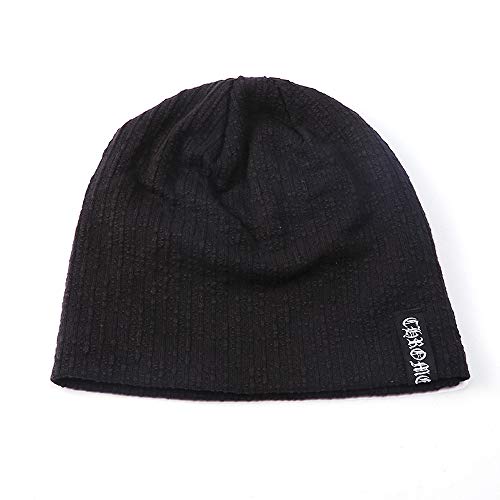 NRUTUP Hot Unisex Slouchy Beanie Skull Stylish Wrinkled Lightweight Thin Cap Accessories Hat .(Black,Free Size)