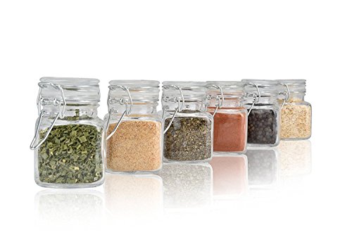 Stock Your Home 3 Oz Airtight Glass Jar with Leak Proof Rubber Gasket and Hinged Lid for Home and Kitchen, Multi-purpose Container for Herbs, Spices, Arts and Crafts Storage and Gift Holder, 24 Pack