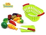 Little Treasures Vegetable Basket Play Set, Cut and Chop Series, 10 Pieces, 3 Years and Up