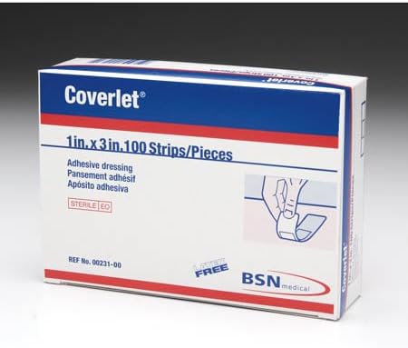 Coverlet Latex-Free Adhesive Dressings Strips - 1 inch X 3 Inches-100 / Box (3 Pack)