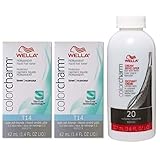 Wella Color Charm Toner T14 1.4 oz (2 Pack) + Cream Developer 20 Volume 3.6 oz