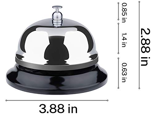 Big Call Bells 3.88 Inch Diameter, Desk Bell with Metal Anti-Rust Construction, Service Bell for Desk, Hotels, Schools, Restaurants, Classroom Bell for Teachers, Sliver