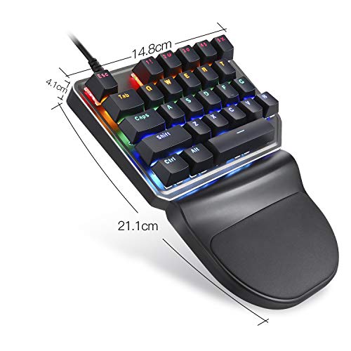 MOTOSPEED One-Handed Mini Mechanical Gaming Keypad 27 Keys,Blue Switch,9 LED Backlit USB Wired Mechanical Gaming Keyboard for Keyboard Computer/PC/Desktop/Laptop