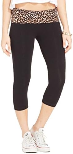 Material Girl Active Juniors' Cropped Foldover Leggings (Palm Fever Cro Leopard, S)