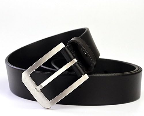 Geremen Nickel Free Stainless Steel Buckle Black Leather Business Belt for Men C01 -120cm - Black