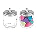 mDesign Small Apothecary Organizer Canister Jars - Glass Containers with Steel Lid for Bathroom, Organization Holder for Vanity, Counter, Hamill Collection - 2 Pack - Clear/Brushed Chrome