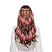 AWAYTR Boho Headdress Feather Headband Accessories Feather Elastic Gypsy Festival Headband Indian Fancy Headpieces 1970s (Pink)
