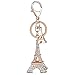 Eiffel Tower Sparkling Charm Blingbling Keychain Crystal Rhinestone Pendant Gift (Gold)