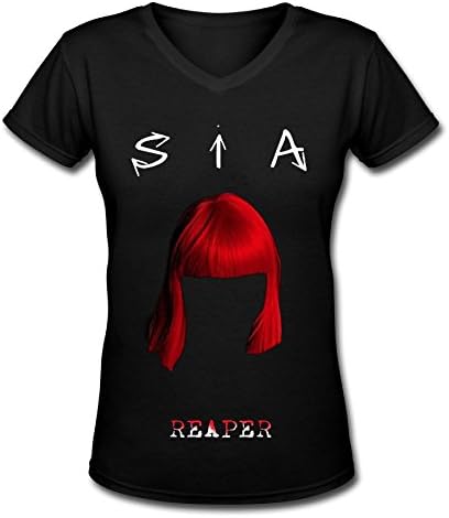Sia World Tour 2016 V Neck FashionT Shirt For Women Black