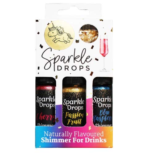 Sparkle Drops Deluxe Unicorn Collection Shimmer Set for Drinks Prosecco, Gin, Vodka, Cocktails