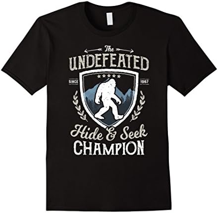Mens Bigfoot Undefeated Hide and Seek Champion T Shirt Sasquatch XL Black