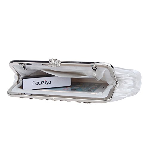 Fawziya Satin Pleated Clutch Purses For Women Evening Clutches For Wedding And Party-White - Thumbnail 6