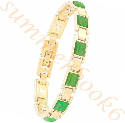 Women Magnetic Therapy Opal Bracelets Health Copper Zinc Alloy Bracelet Pain Relief for Arthritis (Green)