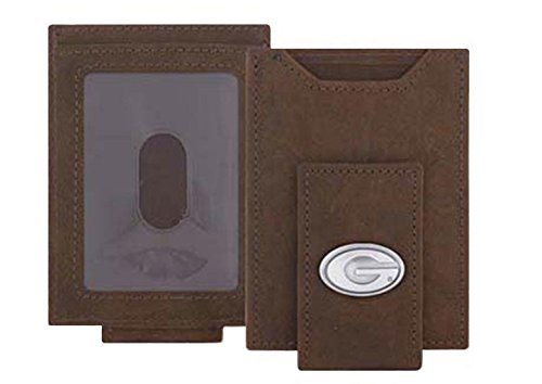 Georgia Buldogs - Crazy Horse Leather Front Pocket Wallet