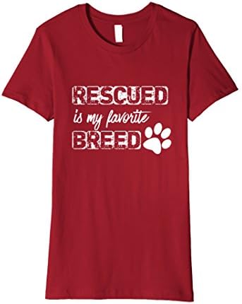 Womens Rescued Is My Favorite Breed T Shirt Small Cranberry