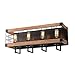 Anmytek Rectangle Wood Wall Lamp with Iron Mesh Cover Industrial Wall Sconce Black Finish Vintage Stylish Bathroom Lighting Log Cabin Home Retro Edison Sconce Lighting Fixtures 4-Lights (W0046)