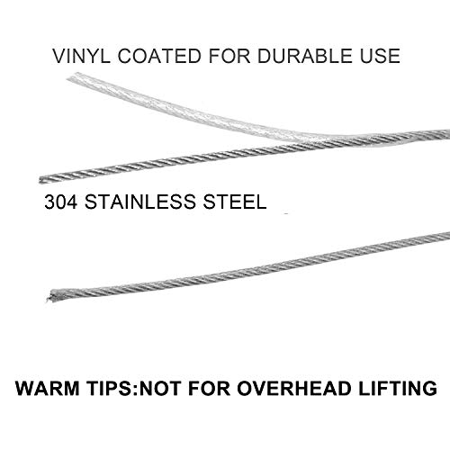 1/16 Inch Vinyl Coated Wire Rope Kit,Cozysmart 304 Stainless Steel Wire Cable,328 Feet 7X7