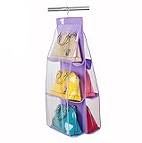 Santwo 6 Pocket Handbag Anti-dust Cover Clear Hanging Closet Bags Organizer Purse Holder Collection Shoes Save Space