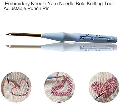 Embroidery Needles - Embroidery Needle Yarn Needle Bold Knitting Tool Adjustable Punch Pin Embroidery Kit Yarn Needle