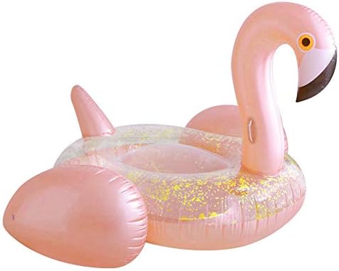 Ynredee Giant Sequin Flamingo Pool Float,Inflatable Swimming Pool Raft Ride on Pool Lounger Water Toy For Fun