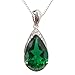 Navachi 925 Sterling-Silver 18k White Gold Plated 4.0ct Pear Emerald Az9671p Necklace Pendant 18