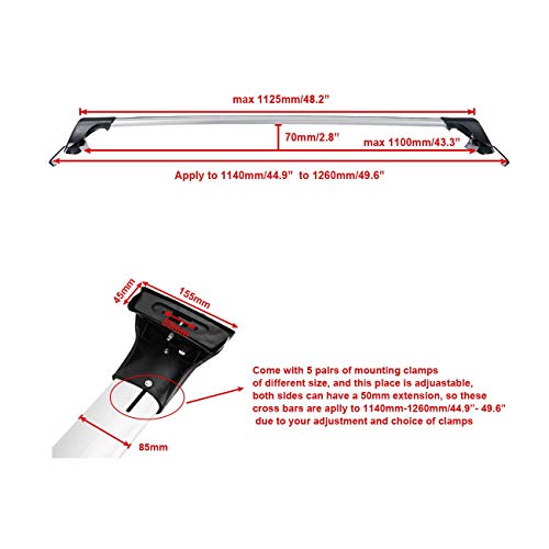 AUXMART 48" Roof Rack Crossbars for Bare Roofs - Features Keyed Locking Mechanism, Aero Dynamics
