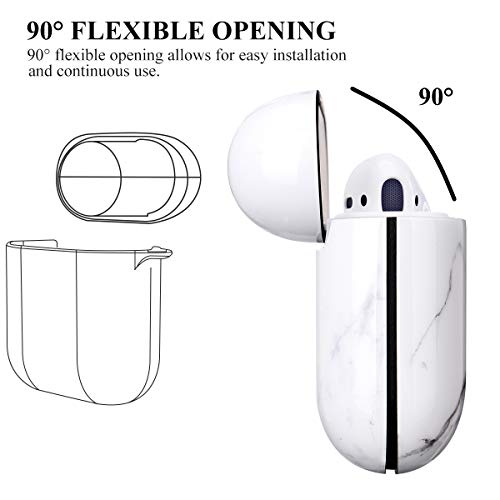 Airpods Case, Airpods Protective Hard White Marble Case Cover with Keychain Compatible with AirPods 2/1 Eco-Friendly Cute Girls Men Durable Shockproof Drop Proof Case for AirPods Charging Case