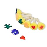 Foam Brush Set CONDA Set of 6 Stamp Painter,Sponges Brush Set for Kids Wood Handle
