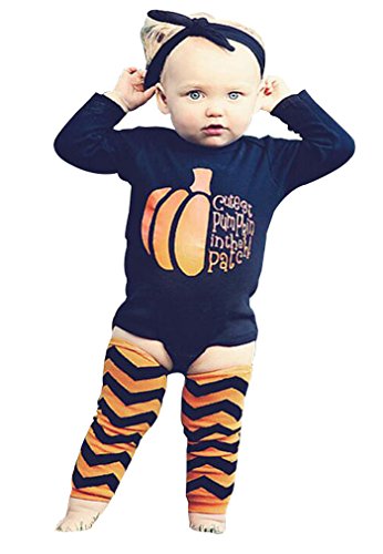 JINTING Halloween Pumpkin 4-piece Baby Boy Bodsuit Costume Clothing Set