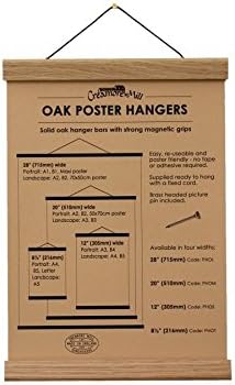 Creamore Mill Oak Poster Hanger with Strong Magnetic Grips SHORT 30.5cm 12"